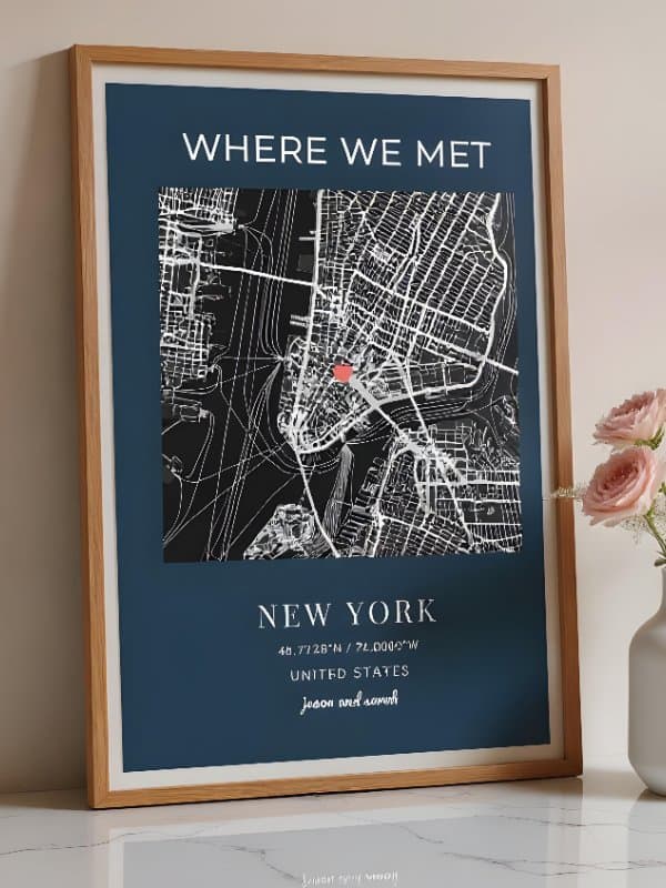Custom 'Where We Met' Anniversary Map Poster