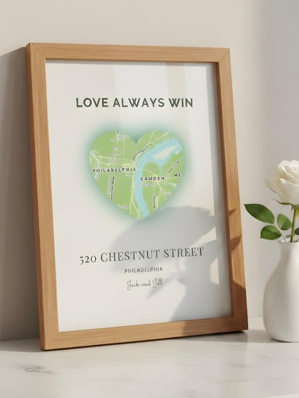 Custom Heart-Shaped Anniversary Map - Romantic Location Print Design