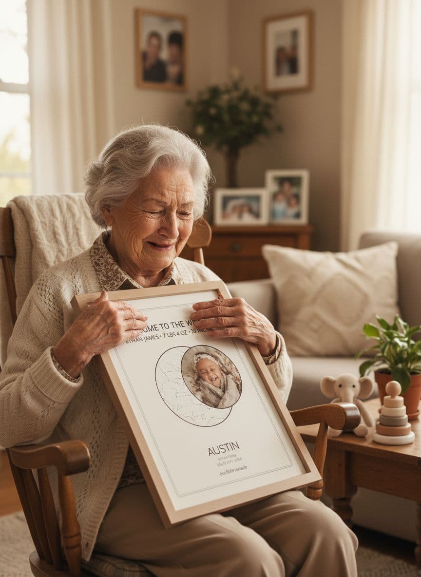 Grandmother with custom baby poster